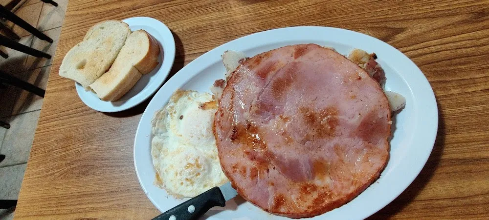Ham Steak Eggs over Medium